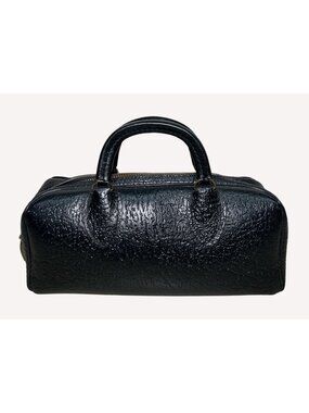 Vintage Schell Medical Doctors Bag black pebble leather 1940's